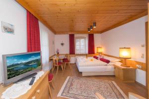 a living room with a couch and a television at Apartments Kitzsteinhorn in Zell am See