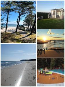 a collage of four pictures of a beach at WILLA AMBER in Ostrowo