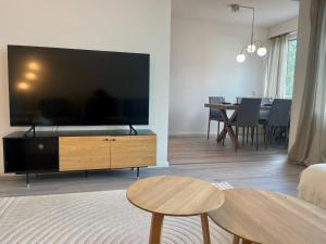 TV a/nebo společenská místnost v ubytování Luxury Riverside apartment in the city center