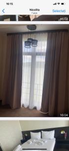 dos fotos de una ventana en una habitación de hotel en Pensiunea Damiro, en Orşova