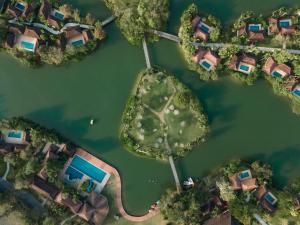 an aerial view of an island in a river at Bor Saen Pool Villa in Bor Saen