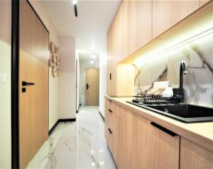 Kuchyň nebo kuchyňský kout v ubytování VIP APARTAMENTY Chałubińskiego APART