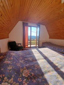 1 dormitorio con 1 cama grande y ventana grande en Green Forest en Vlasic