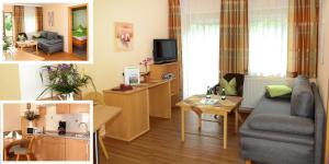 two pictures of a living room and a living room at Appartementhaus Putz in Pocking