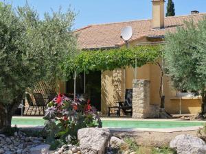 een huis met een zwembad in een tuin bij Belle villa individuelle climatisée piscine in Monteux