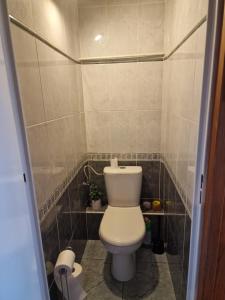 a bathroom with a white toilet in a room at APARTAMENT zielona Retkinia - blisko ZOO, Atlas Arena, Mandoria, S14, Lotnisko in Łódź