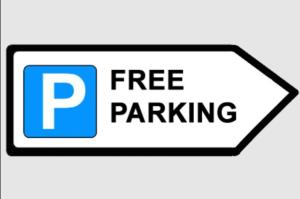 a free parking sign with the words free parking at Bougie Boutique Agenskalns in Rīga