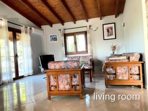 Villa MARGIANI في خالكيذا: غرفة معيشة مع كنبتين وغرفة معيشة