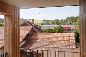 a view from the balcony of a house at Penzion Kolnička in Luka nad Jihlavou