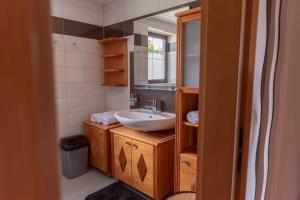 a bathroom with a sink and a mirror at Appartement Gamlitz in Gamlitz