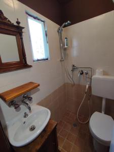 a bathroom with a sink and a toilet at La baita alpina in Scopello