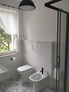 a white bathroom with a toilet and a sink at AGRITURISMO TERRAPIA in Moscufo