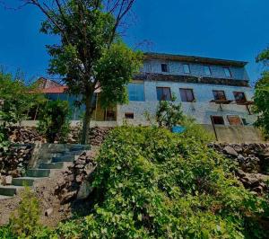 a building with stairs and a tree in front of it at Hotelvvv888 in Yerevan