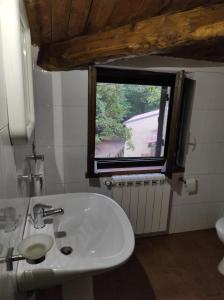 baño con lavabo y ventana en Agriturismo Difesa del Monte, en Grisolia
