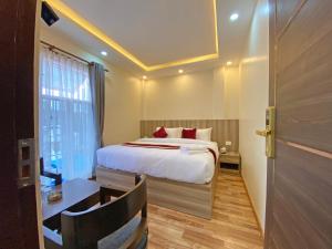 加德滿都的住宿－Hotel Royal Emperor，酒店客房设有床和窗户。