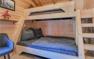 a bunk bed in a wooden cabin with a cat sleeping at Gorgeous Home In Harzgerode With Kitchen in Harzgerode