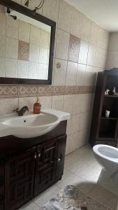 薩潘賈的住宿－Villa by Lake Sapanca，一间带水槽和卫生间的浴室