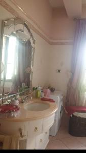 een badkamer met een wastafel en een spiegel bij Villa Sabrina in Castro dei Volsci