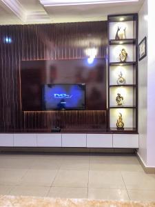 A television and/or entertainment centre at Cozy 1 bedroom apartment in Abuja