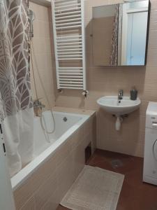 a bathroom with a bath tub and a sink at Apartment City in Zagreb