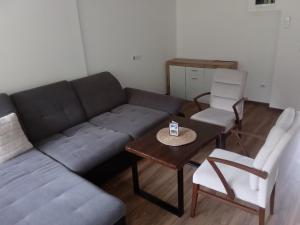 ein Wohnzimmer mit einem Sofa, einem Tisch und Stühlen in der Unterkunft Zicka plaza in Kraljevo