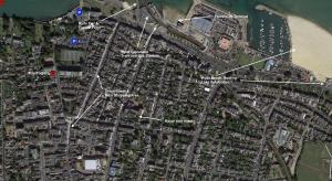 een kaart van een stad met een strand bij 2 Bedroom Apartment ST9A, Ryde, Isle of Wight in Ryde