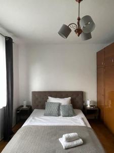 sypialnia z łóżkiem z dwoma ręcznikami w obiekcie Dolce Vita w Mszanie Dolnej