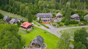 an aerial view of a house in the mountains at Hotel Sonnenberg Garni in Hinterzarten
