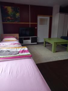 a bedroom with a bed and a green table at Arthur 1 in Brčko