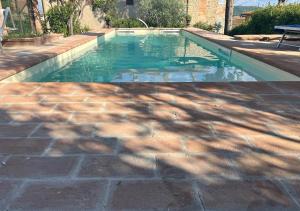 a swimming pool with a shadow of a tree at Un Petit Paradis in Castiglione della Valle