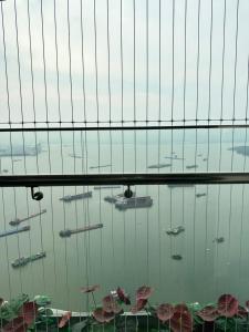 una vista de una masa de agua con barcos en ella en Green Diamond hạ Long, en Ha Long