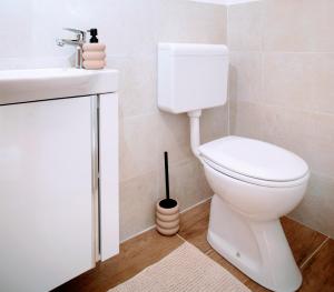 a bathroom with a toilet and a sink at Apartment "Istra Inspirita II" in Rovinj