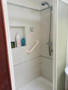 a bathroom with a shower with a tub and a sink at GIARDINO FIORITO in Camaiore