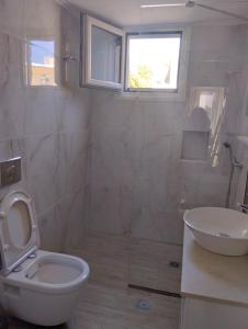 een badkamer met een toilet en een wastafel bij Edelweiss in Nydri