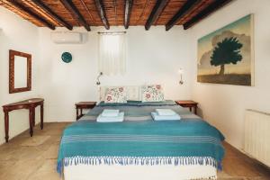 ein Schlafzimmer mit einem großen Bett in einem Zimmer in der Unterkunft Archondia House - Holiday Apartments With Pool in Kalavasos