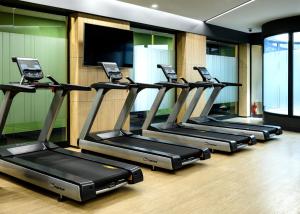 a row of tread machines in a gym at Hilltop North Avenue by Stellar Hotels, Yerevan in Yerevan
