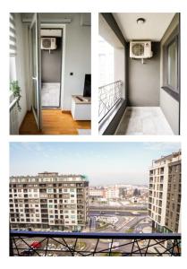 two pictures of a apartment with a view of a city at Apartman “Ada” in Sarajevo