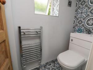 a small bathroom with a toilet and a mirror at Bryn Gwynedd in Conwy +30 photos
