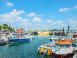 a group of boats are docked in a harbor at Holiday Home Monte Gordo by Interhome in Padstow