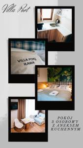 a collage of photos of a hotel room at Villa Port in Iława