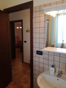 uma casa de banho com um lavatório e um espelho em Agriturismo Il Tratturo em Pescara