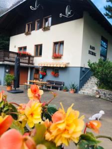 a building with a bunch of flowers in front of it at Haus-erzberg in Vordernberg