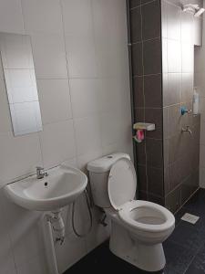 a bathroom with a toilet and a sink at Al Fateh Homestay Apartment in Putrajaya in Putrajaya