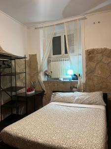 Schlafzimmer mit einem Bett und einem Fenster in der Unterkunft Cowsin House in Rom