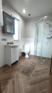 a bathroom with a toilet and a sink and a shower at #MazuryOFFline in Giżycko