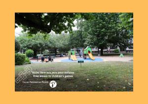 a picture of a park with a playground at Cocon Parisien au Plessis - Court de tennis privé in Le Plessis-Bouchard