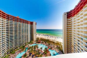 a view of the beach from the balcony of a resort at Shores of Panama III in Panama City Beach