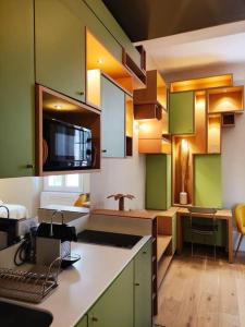 Kuhinja oz. manjša kuhinja v nastanitvi Superbe Appartement central, climatisé, parking