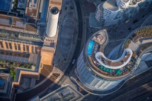 an overhead view of a city with buildings and roads at art'otel London Battersea Power Station, Powered by Radisson Hotels in London