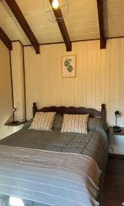a bedroom with a large bed with two pillows at Nueva Serena in San Carlos de Bariloche